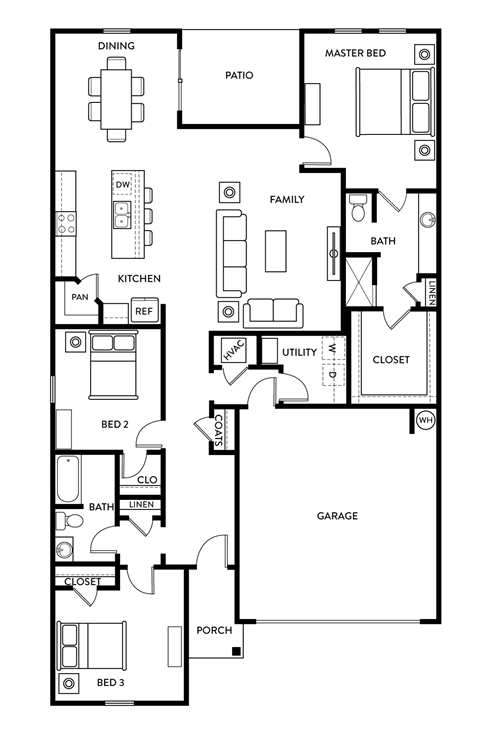 Hawthorn - 3 Bedroom 2 Bath 1,769 Sq. Ft. Floor Plan at Vine Creek, Pflugerville, TX
